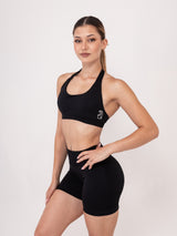 Fit Bunny Gravity къс клин в черно - безшевен дамски клин в черен цвят ниска рипсена талия и силиконово лого на заек.