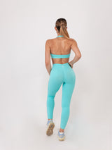 Fit Bunny Gravity клин в тюркоазено синьо - безшевен дамски клин с ниска рипсена талия и силиконово лого на заек.